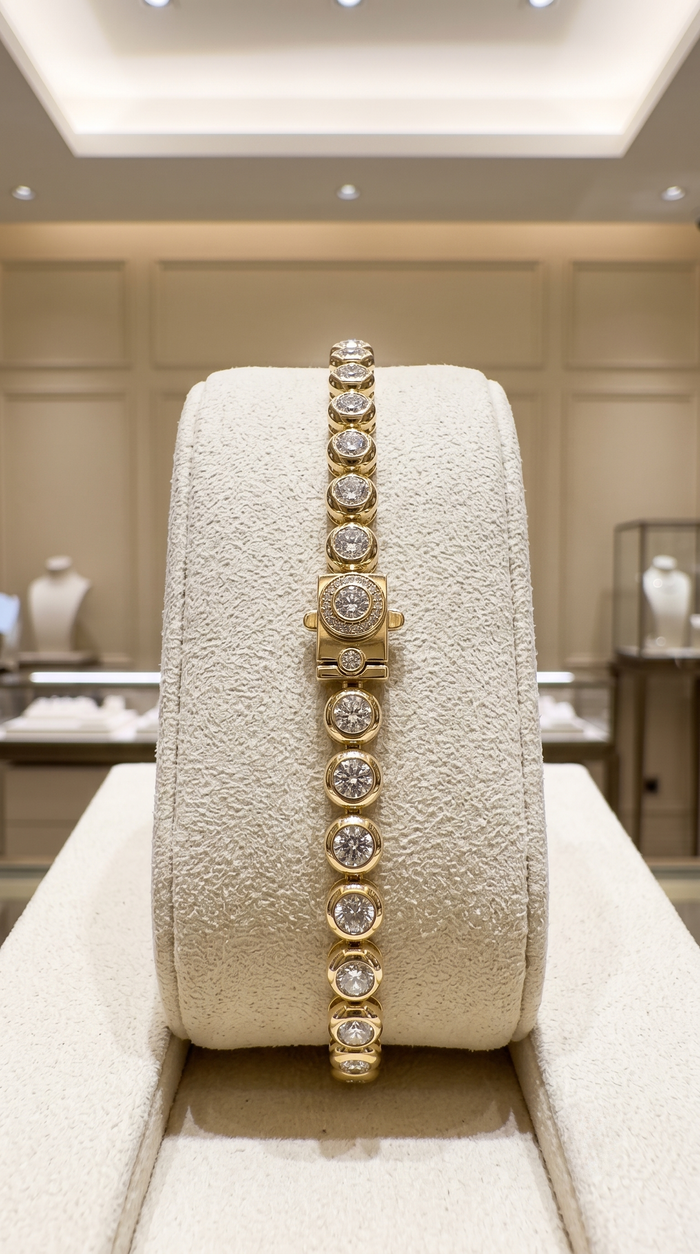 Starlight Diamond Bangle Bracelet in 14K Yellow Gold