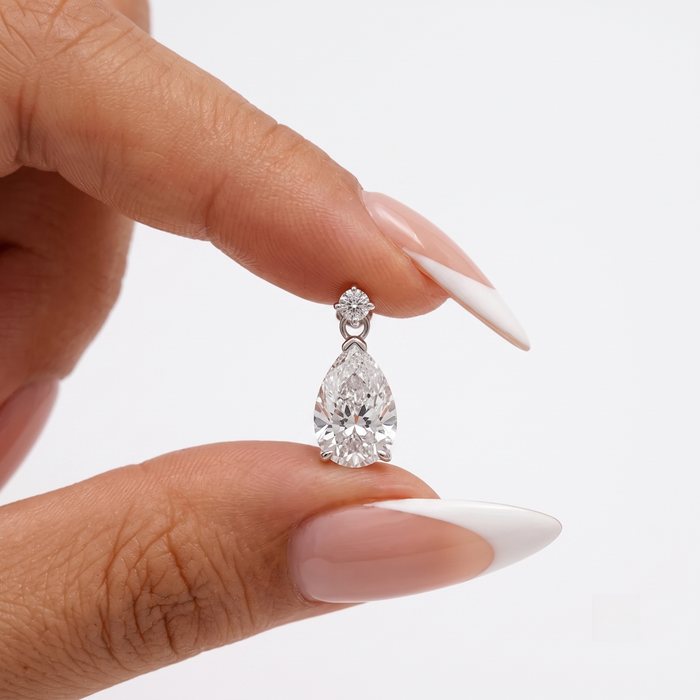 Pear Shaped Diamond Drop Earrings in 18K White Gold