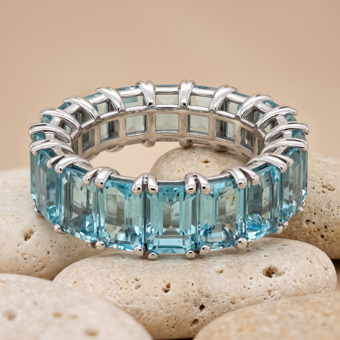 Topaz Eternity Band Gemstone Ring in 14K Gold