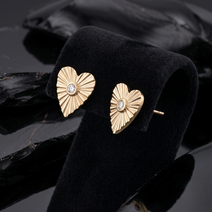 Heart Shape 14K Radiant Heart Diamond Necklace Earrings Set