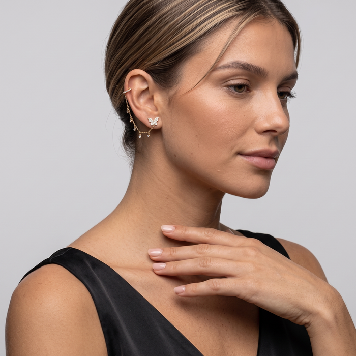 Baguette Edge Diamond Earrings in 14K Yellow Gold