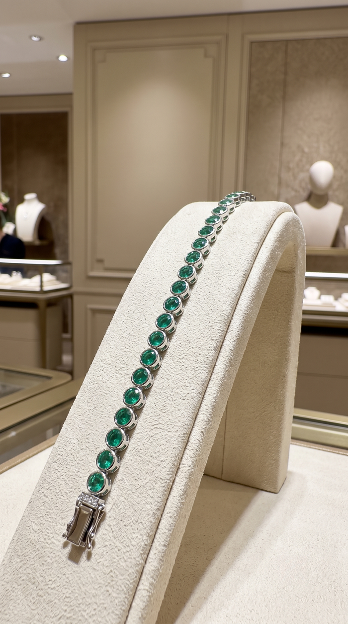 Elegant 14K Emerald & White Gold Bracelet