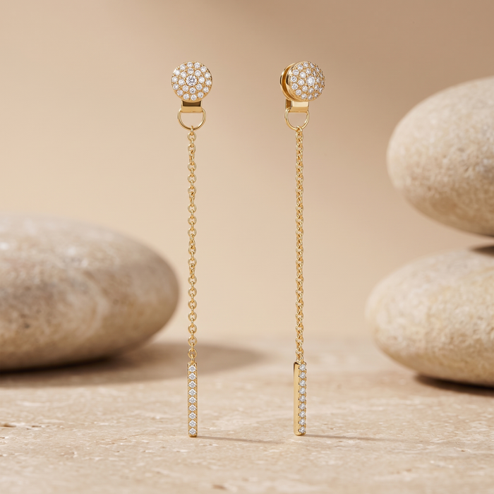 Diamond Drops Earrings in 14K Yellow Gold