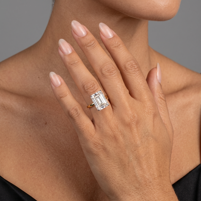 Emerald Cut Solitaire Diamond Ring in 18K Yellow Gold