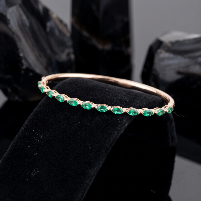 Charm Diamond Bangle Bracelet in 14K Yellow Gold