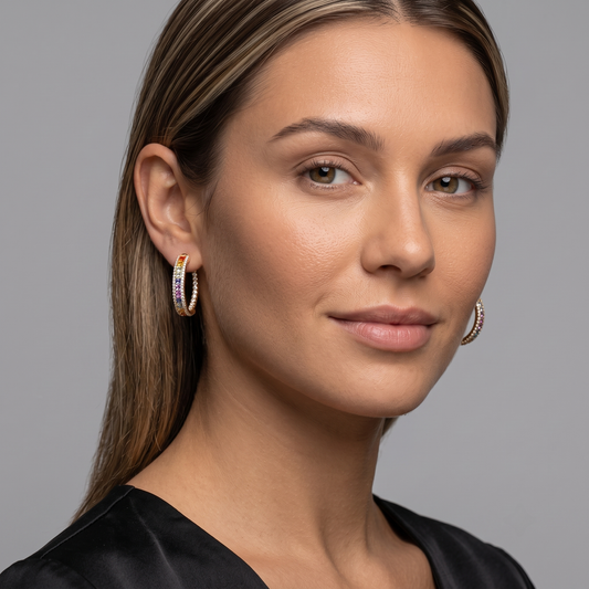 Aurora Circle Diamond Hoop Earrings in 14K Yellow Gold