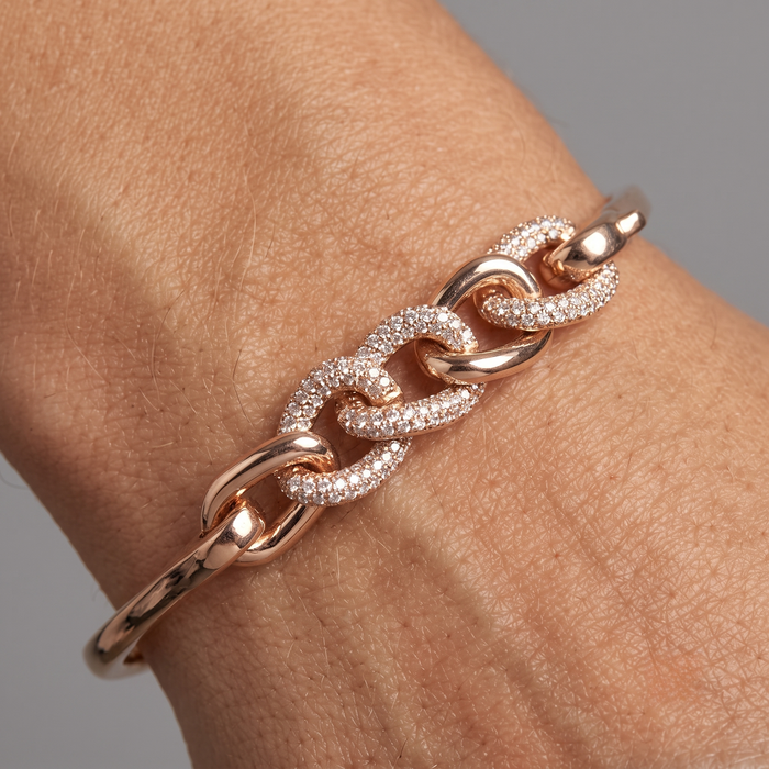 Slim Bangle Pink Sapphire Bangle Bracelet in 14K Rose Gold