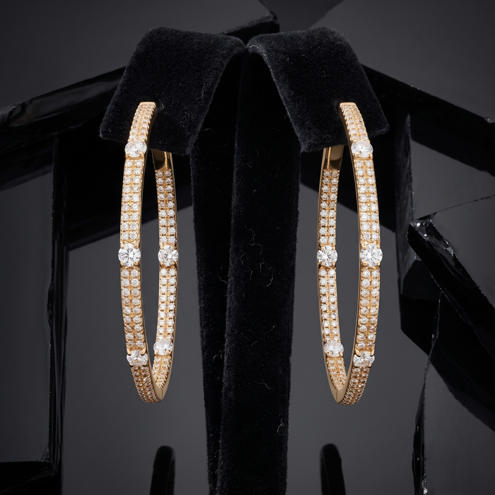 Halo Diamond Huggie Earrings in 14K Yellow Gold