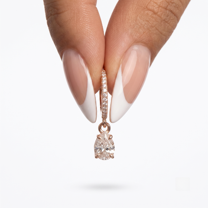 Pave Teardrop Dangle Hoop Earrings in 14K Yellow Gold