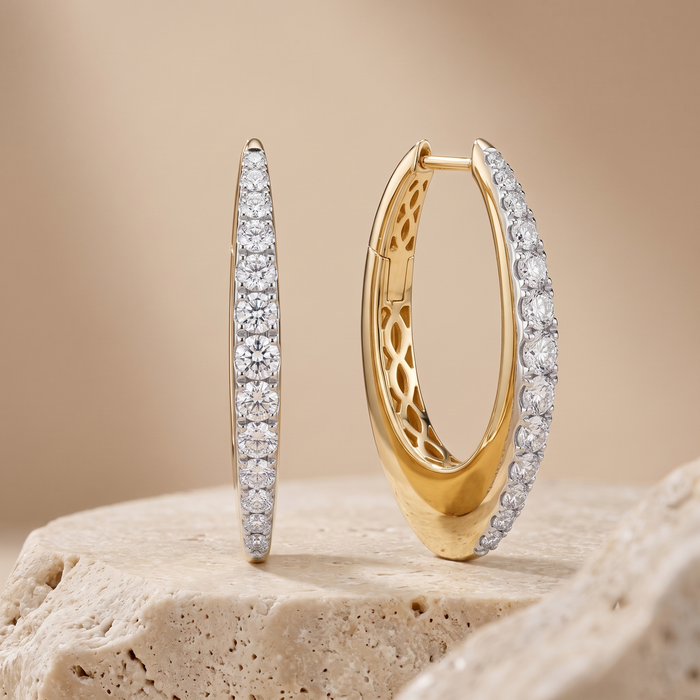 Classic Curve Diamond Hoop Earrings in 14K Yellow Gold