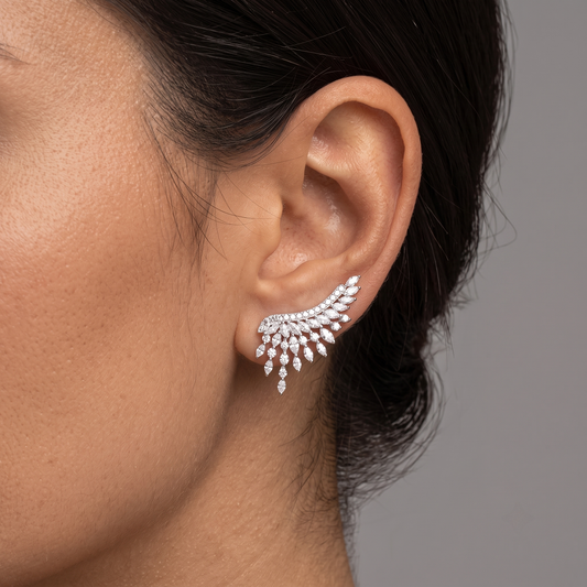 Radiant Wing Shaped Earrings in 18K Yellow Gold