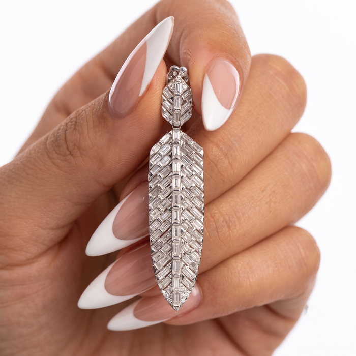Cherished Charm Leaf Dusters Drop Earrings in 14K White Gold