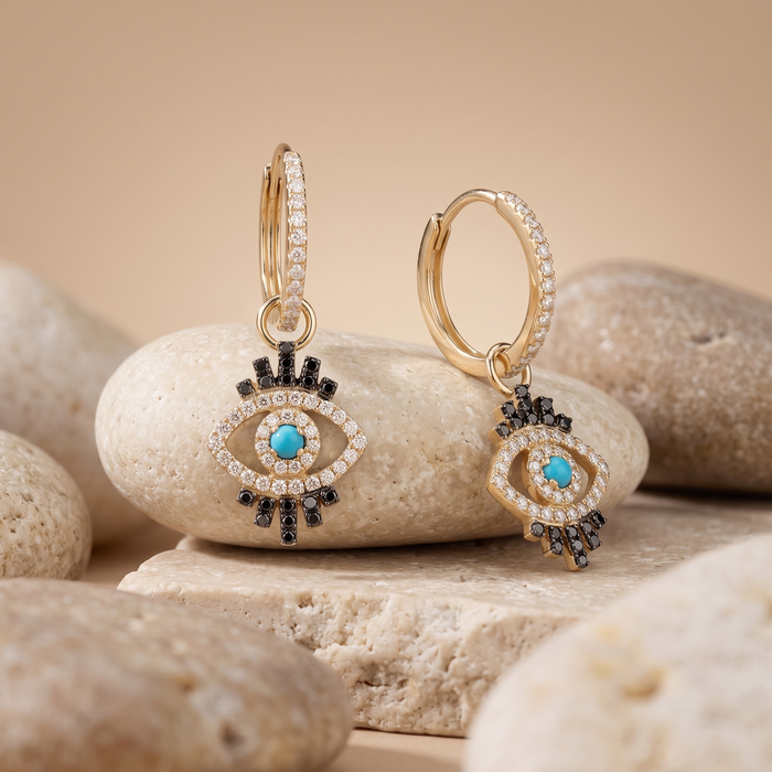 Eye Dazzle Diamond Danglers Drop Earrings in 14K Yellow Gold