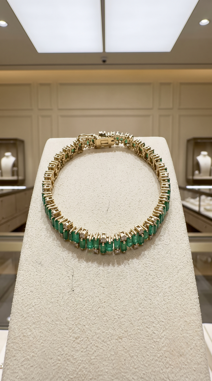Emerald Line Diamond Accent 14K Gold Tennis Bracelet