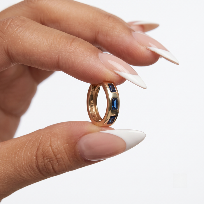 Eternal Gemstone Huggies Earrings in 14K Yellow Gold