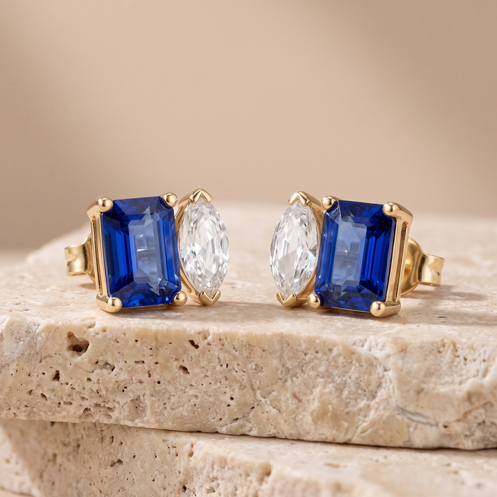 Old World Charm Topaz Stud Earrings in 14K Yellow Gold