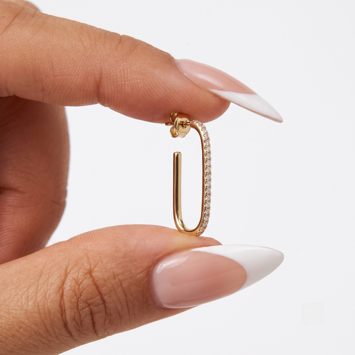 Curve Diamond 14K (or 18k upon request) Yellow Gold Drop Earrings