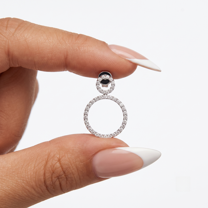 Double Circle Diamond Statement Earrings in 14K Yellow Gold