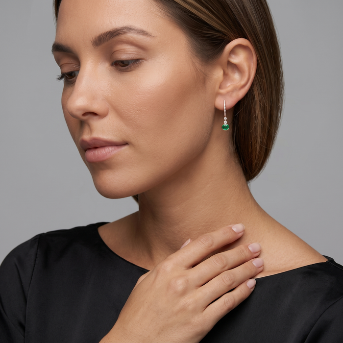Charming Gemstone 14K (or 18k upon request) Yellow Gold Diamond Drop Earrings