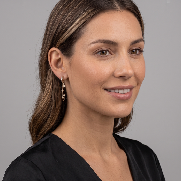 Double Strand Mama Drop Earrings in 14K Yellow Gold