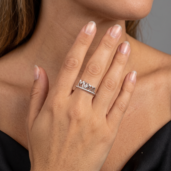 Heart Centered Mom Ring in 14K Yellow Gold