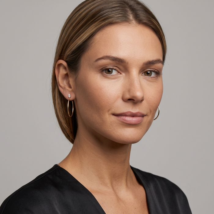 Marquise Accent Open Hoop Earrings in 14K Yellow Gold