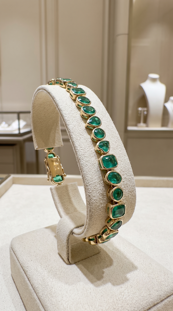 Heritage Emerald 14K Yellow Gold Tennis Bracelet