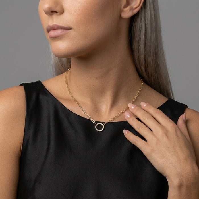 Inch Round Paperclip Link Necklace in 14K Yellow Gold