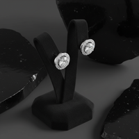 Round Cut Baguette Diamond Earrings in 14K White Gold