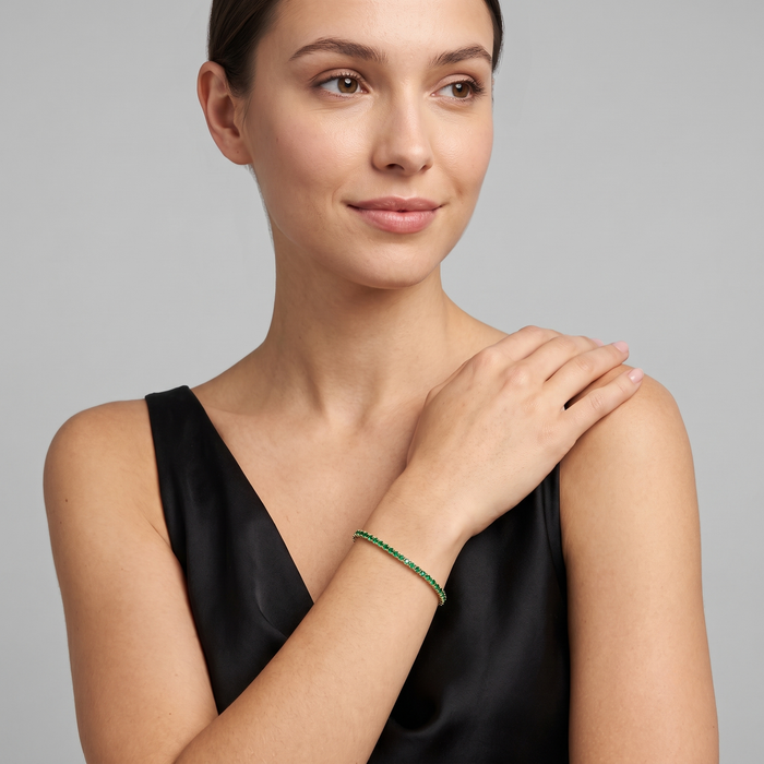 Classic Emerald Line 14K Yellow Gold Tennis Bracelet