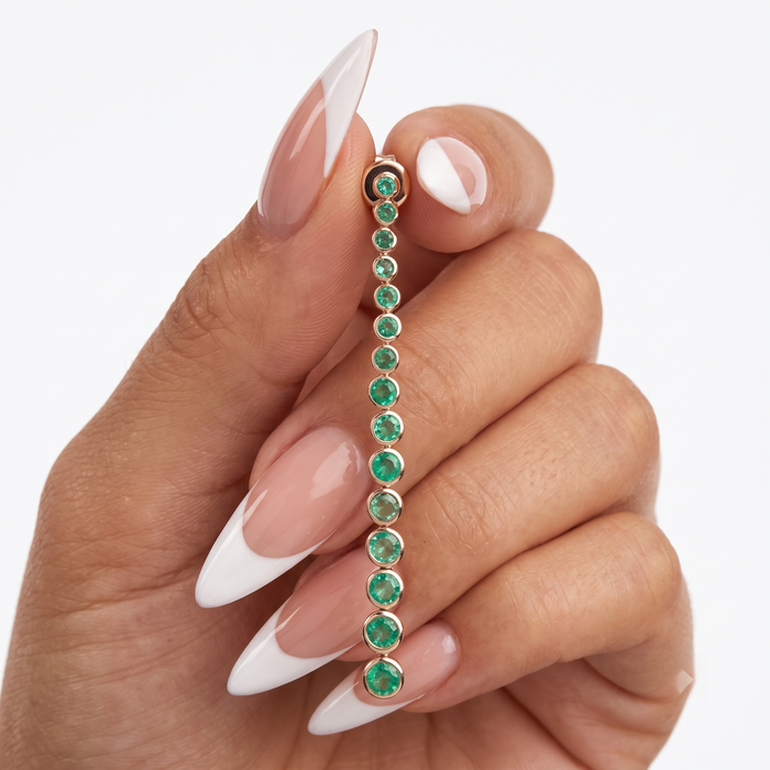 Green Emerald 14K Yellow Long Drop Earrings