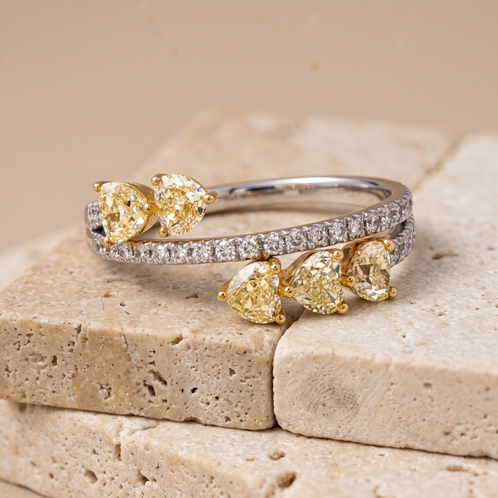 Golden Bloom Dual Band Diamond Ring in 14K Yellow Gold