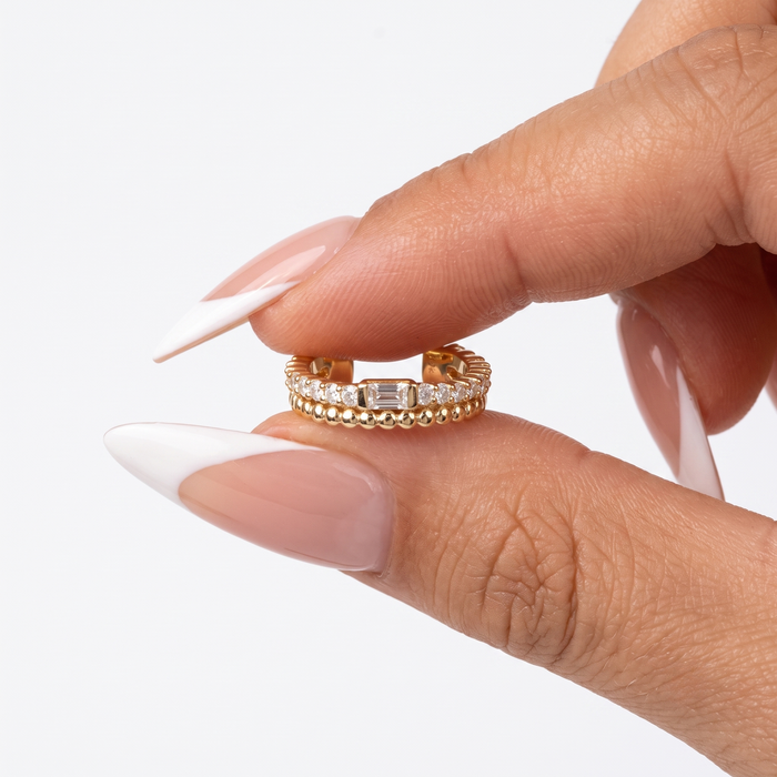 Baguette Diamond Cuff Band Earrings in 14K Yellow Gold