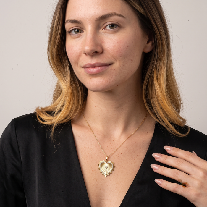 Heart Shape Diamond Pendant Necklace in 14K Yellow Gold