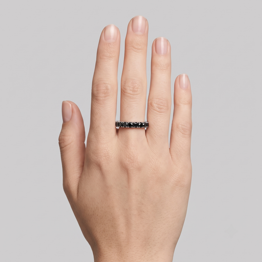 Black Diamond Eternity 14K White Gold Band Ring