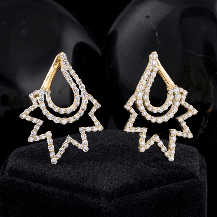 Trail Diamond 14K (or 18k upon request) Yellow Gold Drop Earrings