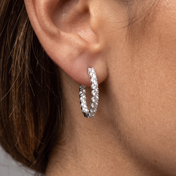 Inside Out Diamond Hoop Earrings in 14K White Gold