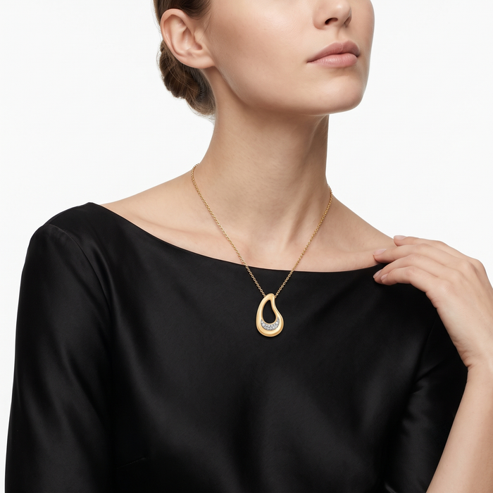 Teardrop Gold Pendant Necklace in 14K Yellow Gold