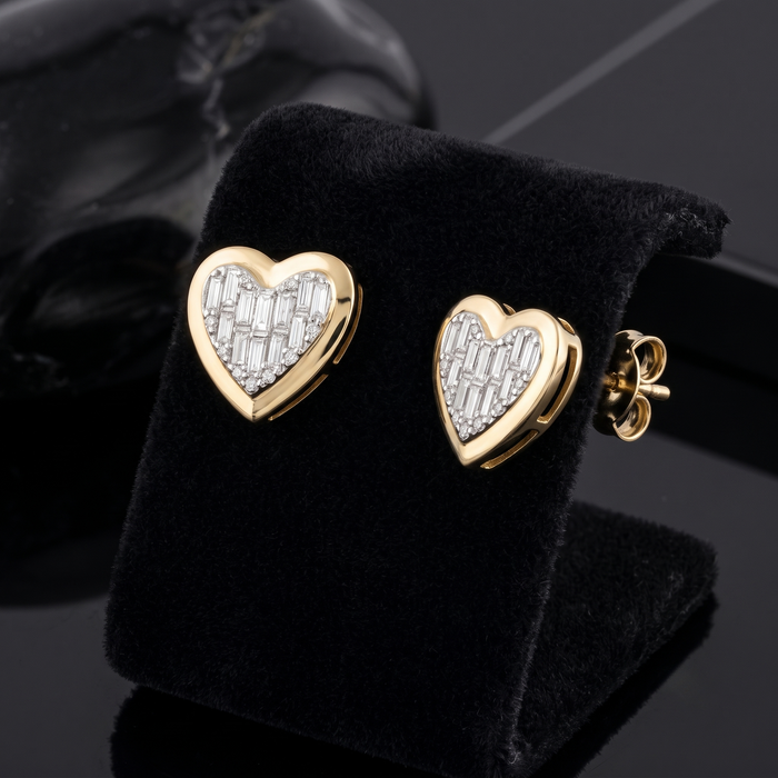 Pure Baguette Diamond Stud Earrings in 14K Yellow Gold