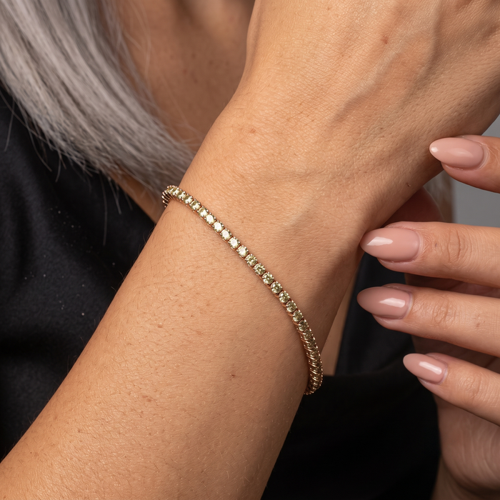 Green Sapphire Tennis Bracelet in 14K Yellow Gold