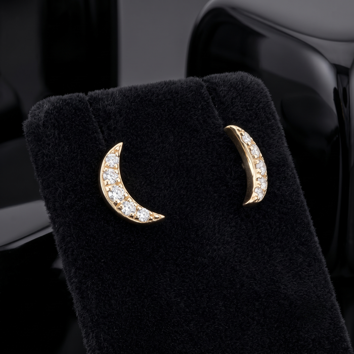 Ruby Diamond Stud Earrings in 14K Yellow Gold