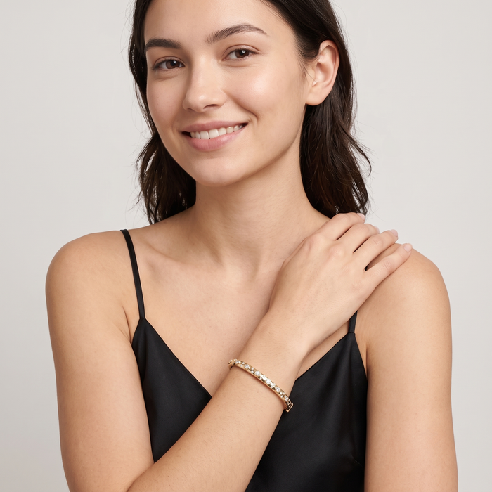 Quiet Lustre 14K (or 18k upon request) Yellow Gold Bangle Diamond Bracelet