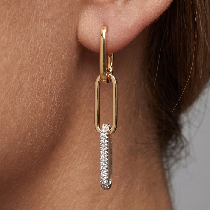 Flow Diamond Danglers Drop Earrings in 14K Yellow Gold