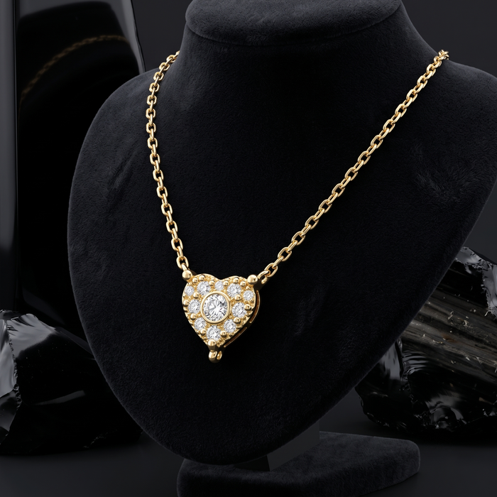 Diamond Heart Cluster Pendant Necklace in 14K Gold
