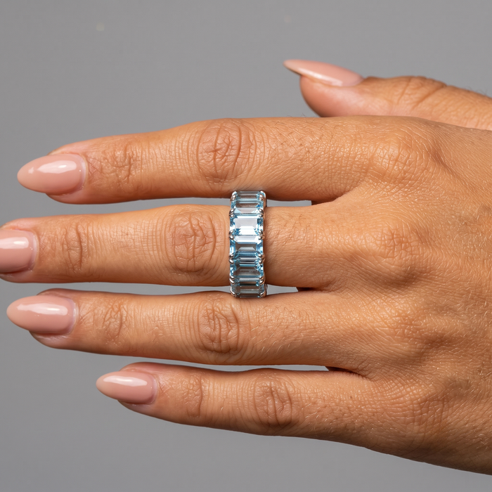 Topaz Eternity Band Gemstone Ring in 14K Gold