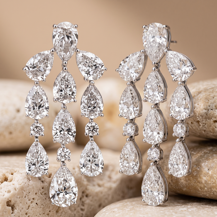 Illumine Chandelier White Diamond Earrings