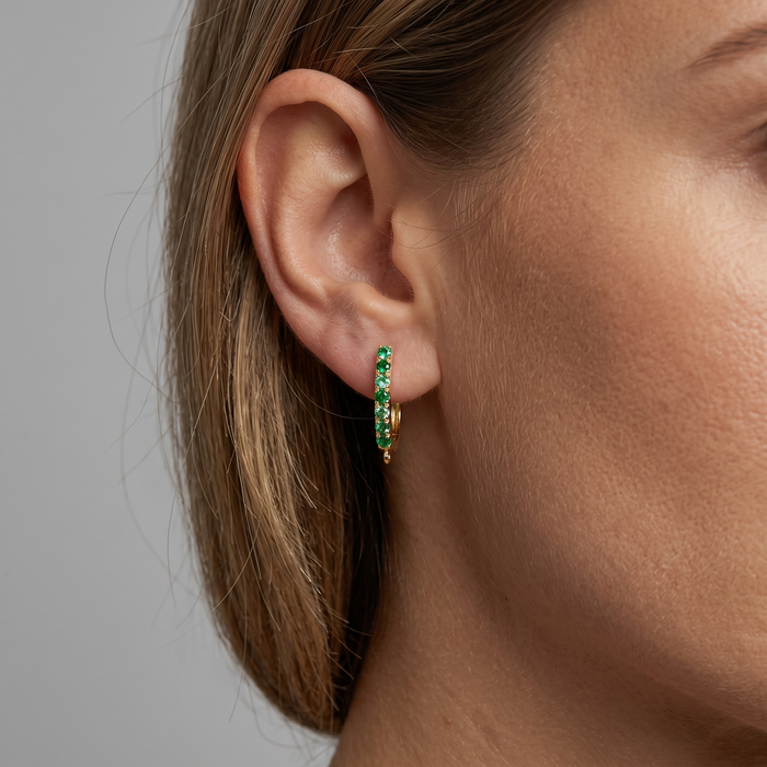 Emerald Hoop Findings Earrings in 18K Yellow Gold