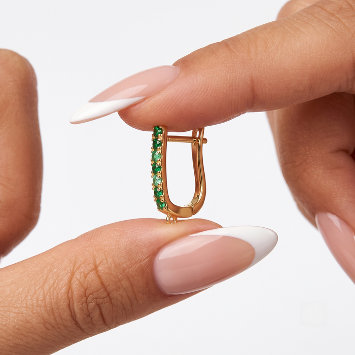 Emerald Hoop Findings Earrings in 18K Yellow Gold