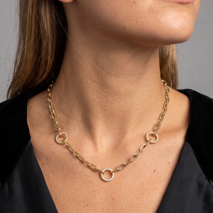 Diamond Revival Chain Link Necklace in 14K Yellow Gold