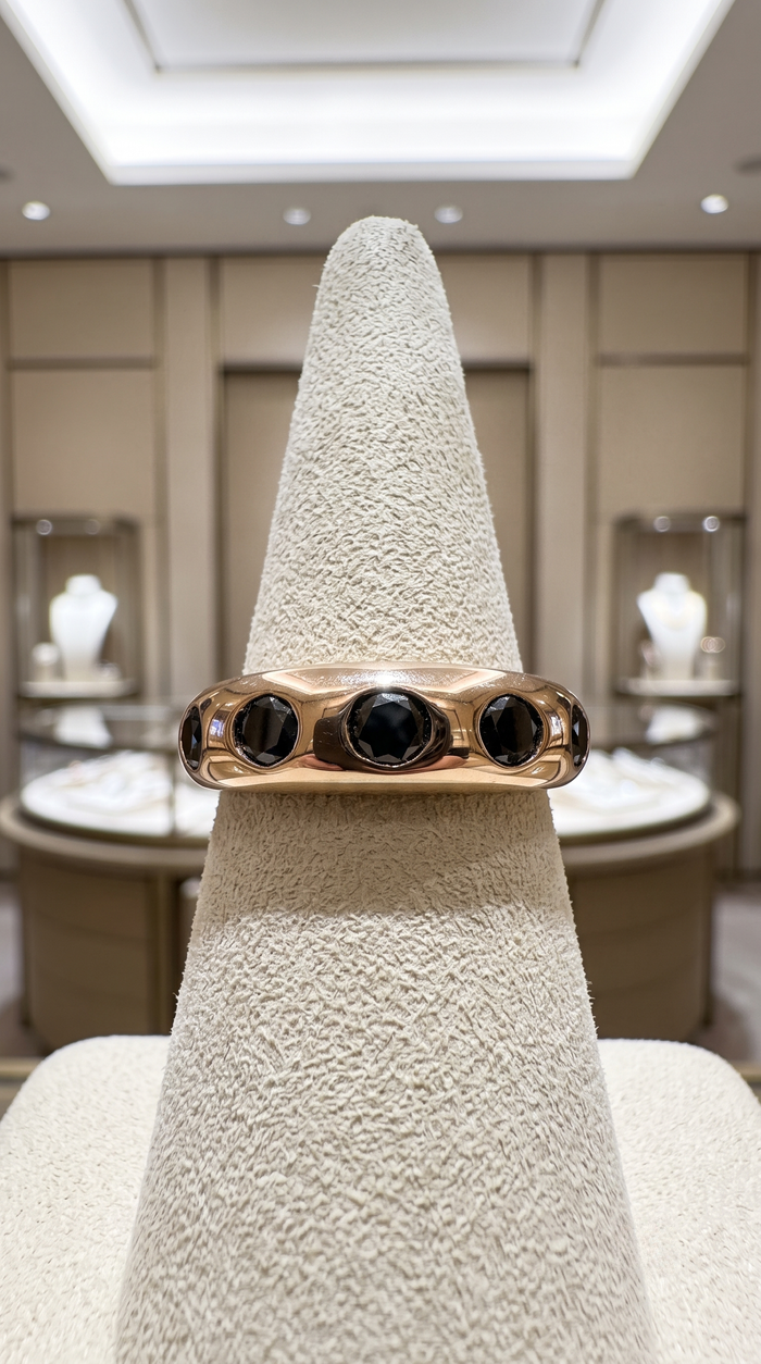 Black Diamond 14K Rose Gold Band Ring